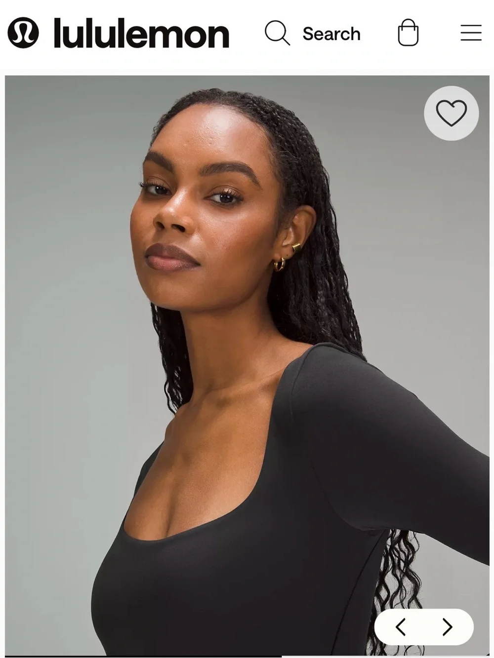 lululemon athletica Black Long-Sleeve Scoop Bodysuit